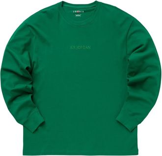 Nike Jordan Wordmark Long Sleeve T-Shirt - Heren - Sportshirts - Groen - XL - Katoen - Fitness