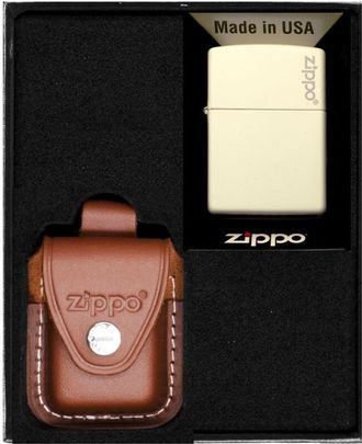 OEM Encendedor Zippo Con Logotipo Blanco Mate, Set De Regalo N.&ordm; 4