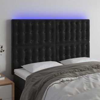 vidaXL Cabecero Con Luces Led Terciopelo Negro 144x5x118/128 Cm Vidaxl