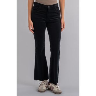 Kut from the Kloth Kelsey Fab Ab High Waist Raw Hem Ankle Kick Flare Corduroy Pants in Black at Nordstrom Rack, Size 18 (Similar To 14W)