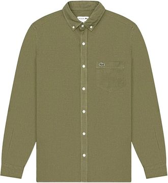 Lacoste Camicia in lino - Heren - Casual Overhemden - Groen - 3XL - Linnen - Overhemden