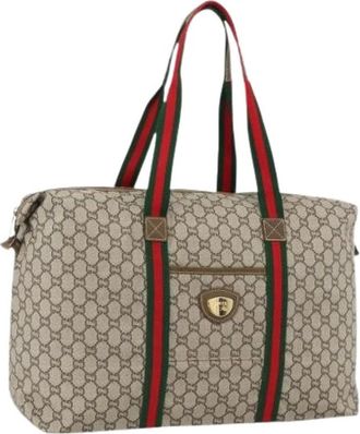 Gucci Pre-owned Weekend Bags, female, Beige, Size: ONE SIZE Pre-owned Vintage GG Canvas Tote Bag