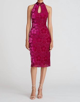 Theia Andrea Bow Back Midi Dress In Plumeria