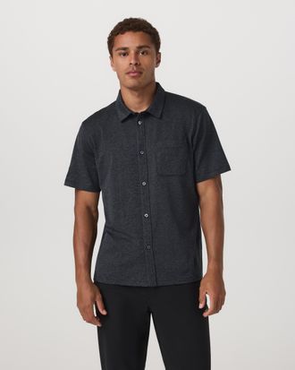 Vuori Clothing Short Sleeve Ponto Button Down Shirt | Charcoal Heather | Medium