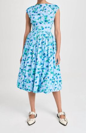 Marni Sleeveless Midi Dress In Blue Reverie Print