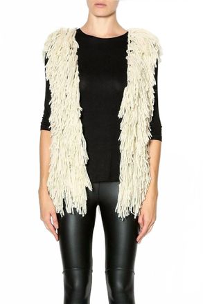Elan Womens Shaggy Vest In Beige