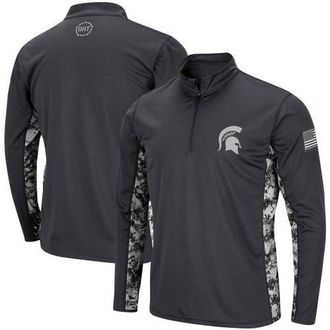 Colosseum Mens Colosseum Charcoal Michigan State Spartans OHT Military Appreciation Digital Camo Lightweight Quarter-Zip Pullover at Nordstrom, Size Medium