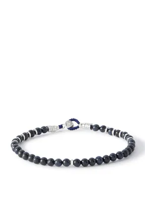 Mikia Circle4 Sterling Silver, Sapphire and Shell Beaded Bracelet