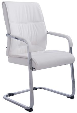 Clp Silla basculante con patas de metal y asiento en Simil cuero Blanco