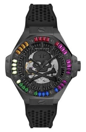 Philipp Plein $keleton Royal Silicone Strap Watch, 46mm in Black at Nordstrom Rack