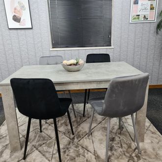 Kosy Koala Wooden Rectangle Dining Table Set With 4 Mix Velvet Chairs - Dining Room Furniture in Brown