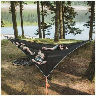Lune Lune - moonLarge Triangular Aerial Hammock for Camping Tree Multi-Person Portable Hammock Design for 3 People for Travel Backyard Outdoor Garden
