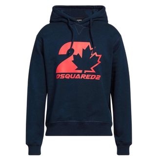 Dsquared2 Mens Cool Fit Maple Leaf Navy Blue Hoodie Cotton - Size Medium