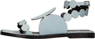Pierre Hardy Platte sandaal - Dames - Sandalen - Blauw - 39 EU - Leer - Schoenen