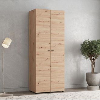 Dmora Armario De 2 Puertas Pomar, Armario Dormitorio Con Perchero, Un Estante, 2 Puertas, 79x208h Cm Roble Nodo Marr&oacute;n