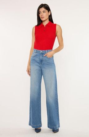 Kancan Becca Ultra High Rise Wide Leg Trouser in Medium Dark at Nordstrom, Size 2833