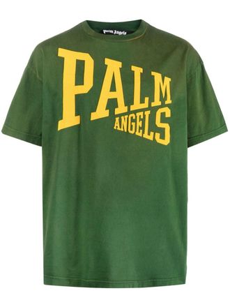 Palm Angels T-shirt met logoprint - Groen