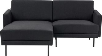 Beliani Beliani - Modern Upholstered Right Hand Corner Sofa Couch 2-Seater Metal Legs Woven Fabric Black Cushioned Back Breda