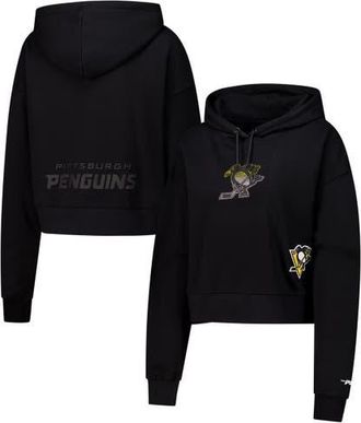 Pro Standard Womens Pro Standard Black Pittsburgh Penguins Jewels Cropped Pullover Hoodie at Nordstrom, Size Xx-Large