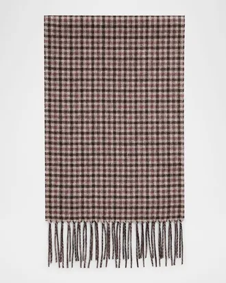 PIACENZA 1733 Men & apos;s Iperico Windowpane to Gingham Silk and Cashmere Scarf