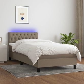 vidaXL Vidaxl - Cama Box Spring Colch&oacute;n Y Luces Led Tela Gris Taupe 100x200 Cm