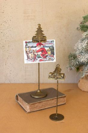 Kalalou Set Of Two Christmas Tree Card Clips On Stands