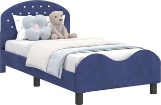 vidaXL Cama Para Ni&ntilde;os Con Cabecero Azul Polic&iacute;a 80 X 160 Cm Vidaxl