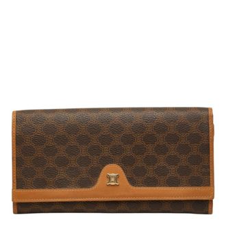 Celine Macadam Beige Brown Pvc Leather Long Wallet (Bi-Fold) (Pre-Owned)