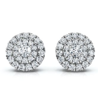 Pompeii3 5/8Ct Double Halo Womens Diamond Earrings 14k Gold Lab Grown