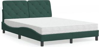 vidaXL Vidaxl - Cama Con Colch&oacute;n Terciopelo Verde Oscuro 140x200 Cm