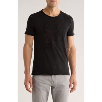 John Varvatos Skull Tiles Raw Edge Graphic T-Shirt in Black at Nordstrom, Size Xx-Large