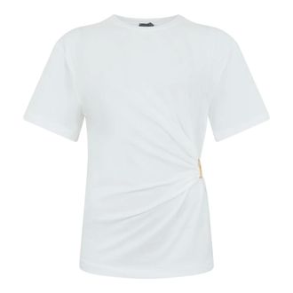 Pinko T-Shirts, female, White, Size: XS Elastic Cotton T-Shirt