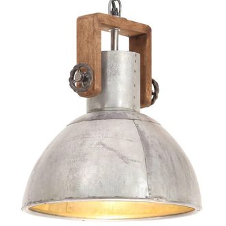 vidaXL L&aacute;mpara Colgante Industrial 25 W Plateada Redonda 30 Cm E27 Vidaxl