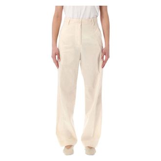 Dries Van Noten High-Waist Straight Trousers - female - Dries Van Noten - Straight Trousers - Beige - M - Trousers