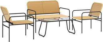 OUTSUNNY Conjunto Jard&iacute;n Exterior De Rat&aacute;n Resistente A La Intemperie Con 2 Sillones Sof&aacute; De 2 Plazas Y Mesa De Tablero De Vidrio Templado Natural - Outsunny
