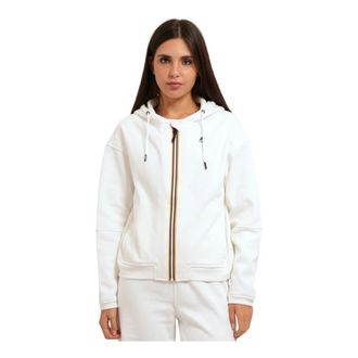 K-Way Lara Brushed Fleece Sweatshirt - Dames - Vesten met rits - Wit - M - Katoen - Hoodies & sweatvesten