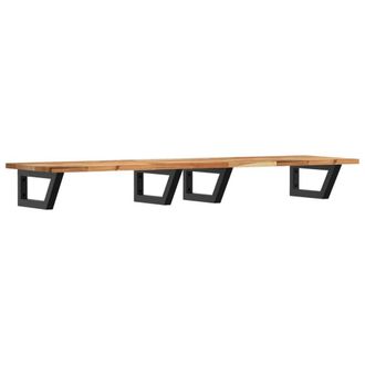 Berkfield Home Basin Shelf Wall Mounted Steel & Solid Wood Acacia in Brown