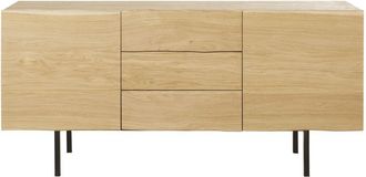 Maisons du monde Aparador de 2 puertas y 3 cajones de roble macizo y metal negro 165 cm