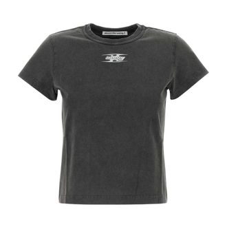 Alexander Wang T-Shirts, female, Gray, Size: XS Logo Graphic T-Shirt