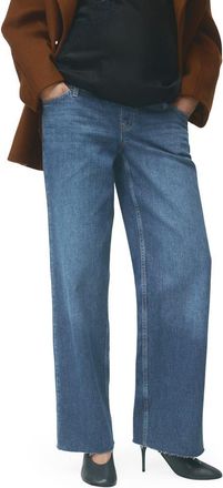 Mango Over the Bump Wide Leg Maternity Jeans in Medium Blue at Nordstrom, Size 10