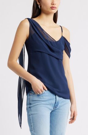 Open Edit Drape Scarf Top in Navy Iris at Nordstrom, Size Xx-Small