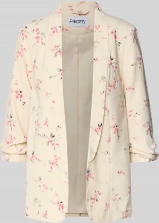 Pieces Regular Fit Longblazer mit Allover-Muster Modell BOSELLA in Ecru, Gr&ouml;&szlig;e XL