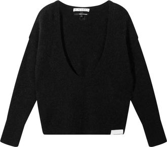 10 Days Alpaca Wol Oversized Gebreide Trui - Dames - Ronde hals truien - Zwart - M - Wol - Truien & Vesten