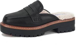 Yellow Box Womens Shareen Shearling Loafer Mule In Black