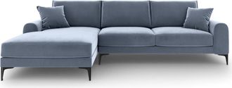 BLOOMINGLOFT Design Ecksofa Madara mit Samtbezug - Hellblau