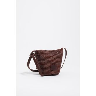 Bimba & Lola Raffia Woven Mini Bag in Nut at Nordstrom