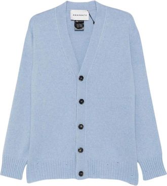 Amaranto Cardigan con scollo a V e bottoni - - Knitwear - Uomo - Blu - L
