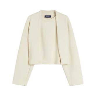 Sportmax Dames, Sweatshirts & Hoodies, Beige, Maat: M Katoen