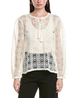 Vince Camuto Circle Lace Tassel Trim Shirt