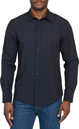 W.R.K Slim Fit Navy Abstract Stripe Performance Button-Up Shirt at Nordstrom, Size Xx-Large